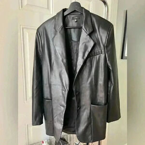 AFRM leather blazer long line jacket with buttons oversized.